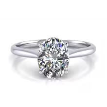 Solitaire Tiphaine - Moissanite Coupe Ovale (1, 2 ou 3 Carats) & Finition Platine