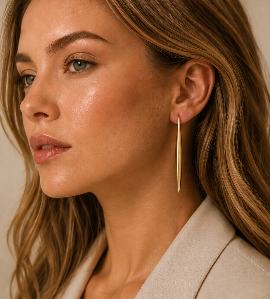 Boucles d’Oreilles Longues Dorées 18 Carats | Acier Inoxydable 304