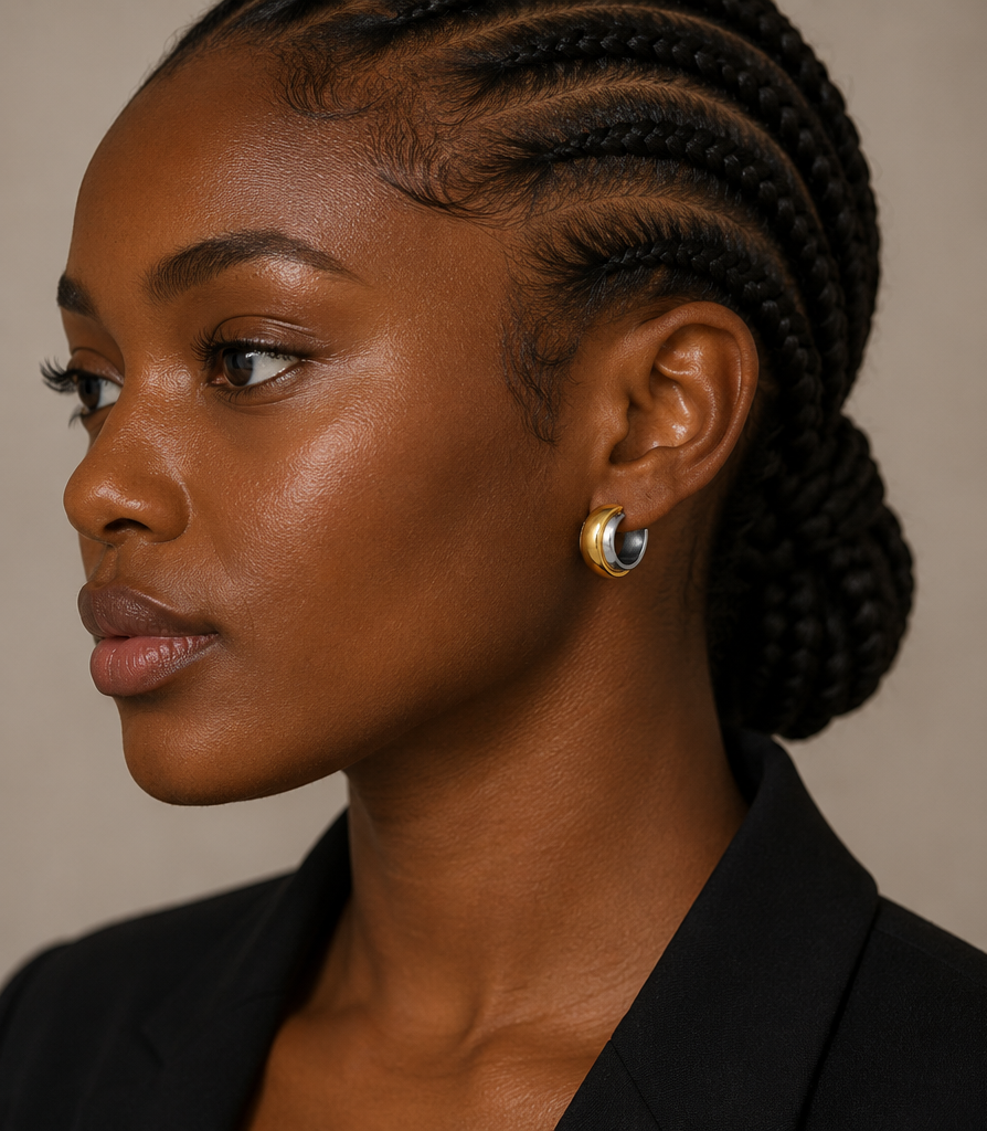 Boucles d’Oreilles Bicolores Or 18 Carats | Acier Inoxydable 304