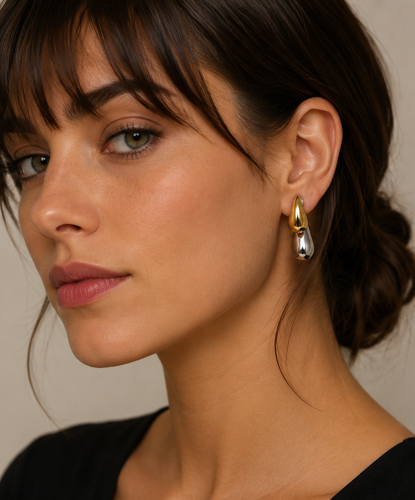 Boucles Goutte d’Eau Bicolores Or 18K | Aveloria