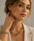 Parure Collier & Bracelet Maillons Bicolore Femme | Acier Inoxydable PVD Doré