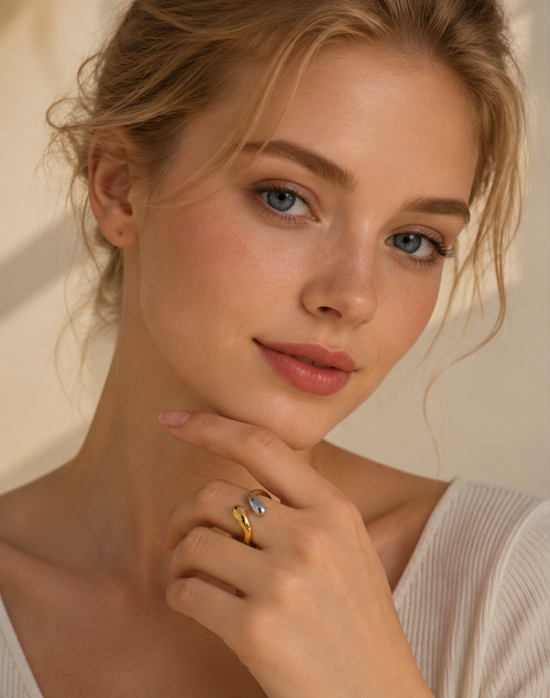Bague Goute D'eau Bicolore - Aveloria 