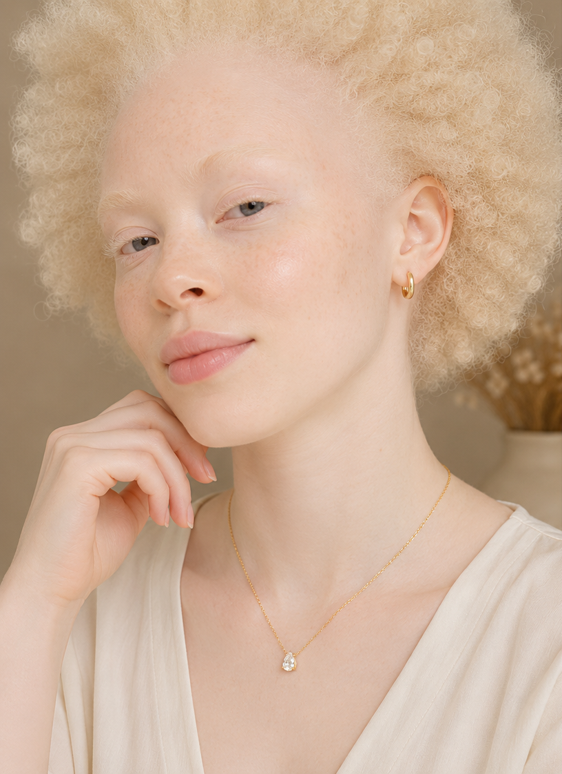 Collier Goutte Zircon Doré Acier Inoxydable – Chic & Élégant