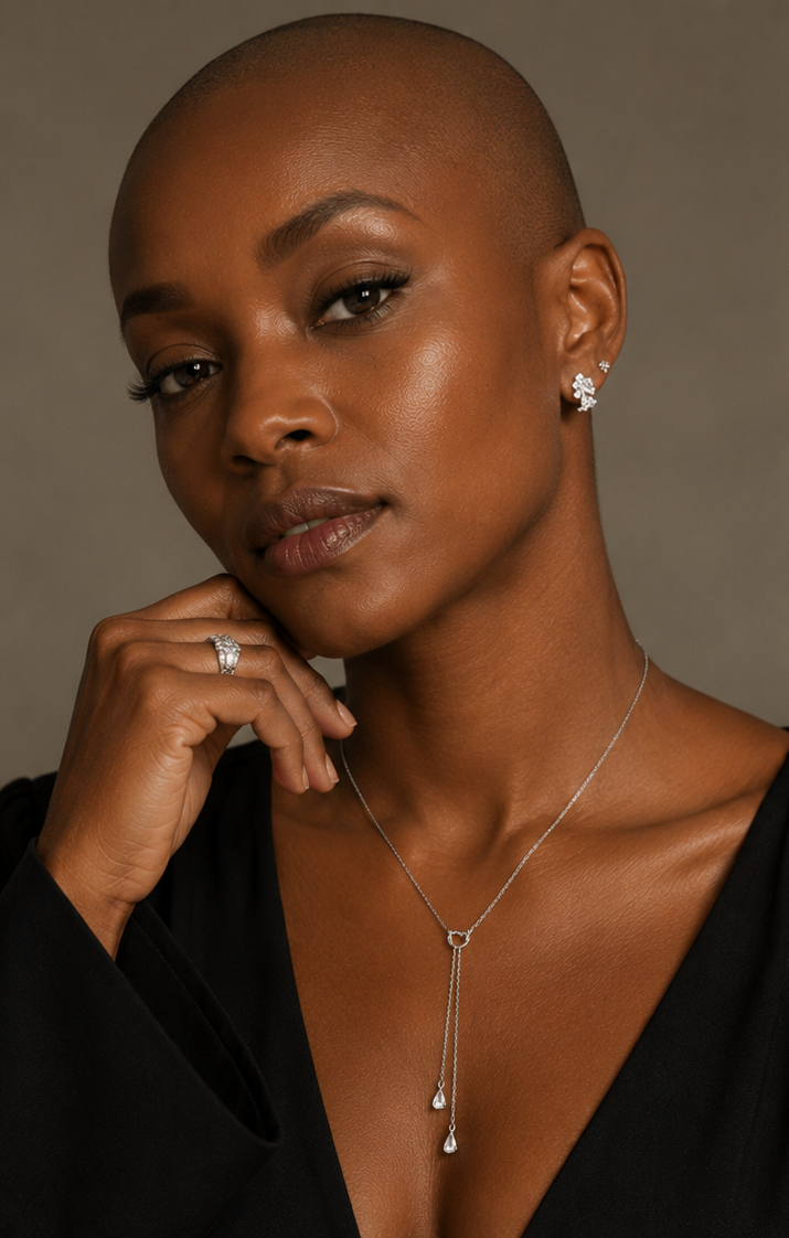 Collier Gouttes Argenté Acier Inoxydable – Zircons & Élégance