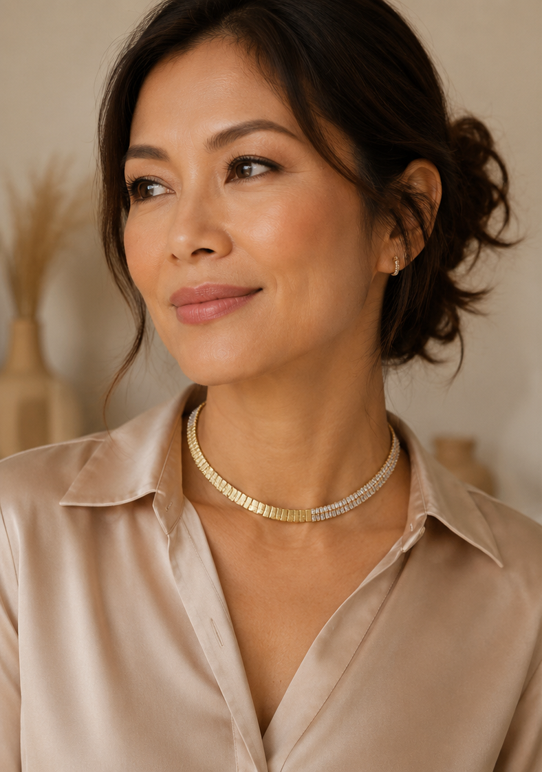 Collier Tennis Doré Femme – Zircons & Plaqué Or 18 Carats