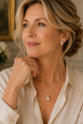 Parure Perle & Zircon Dorée – Collier et Boucles d’Oreilles