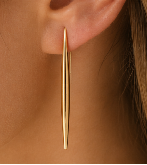 Boucles d’Oreilles Longues Dorées 18 Carats | Acier Inoxydable 304