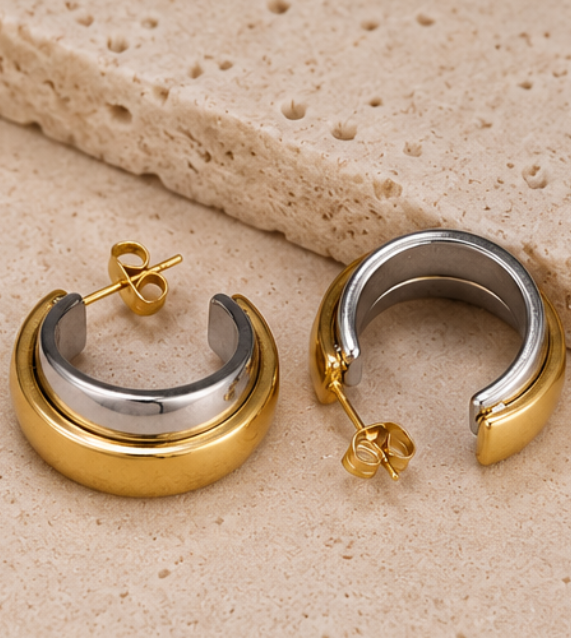 boucles-oreilles-bicolores-or-18-carats-acier-inoxydable-304