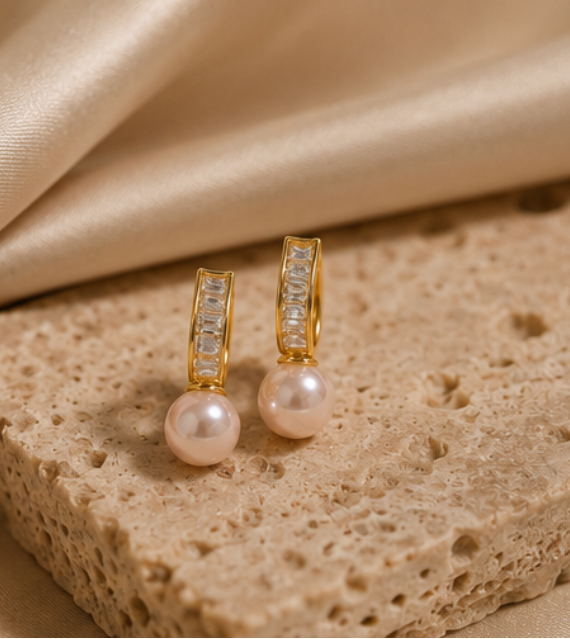 Boucles Asymétriques Perle d’Eau Douce Or 18K | Aveloria