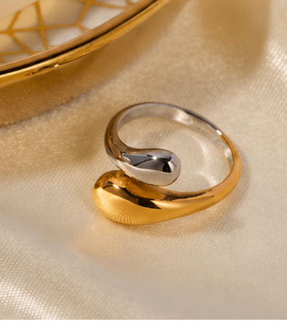 Bague Goute D'eau Bicolore - Aveloria 
