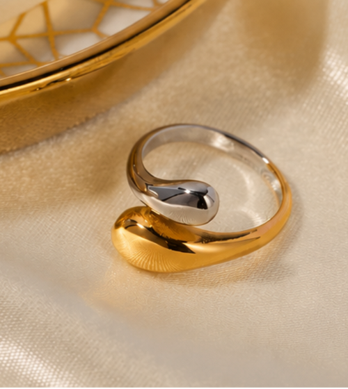 Bague Goute D'eau Bicolore - Aveloria 