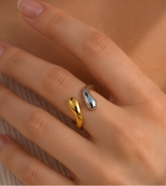 Bague Goute D'eau Bicolore - Aveloria 