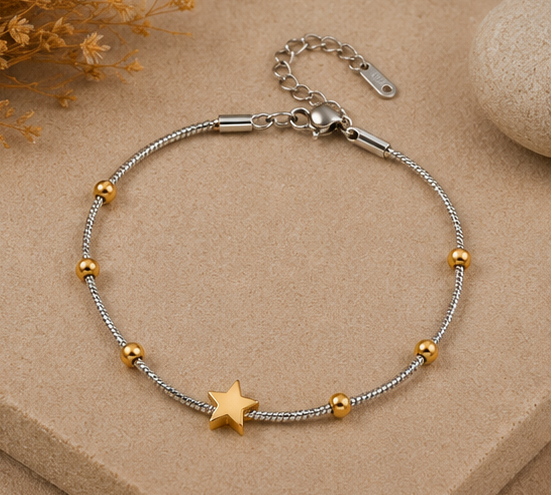 Bracelet Étoile Bicolore Acier Inoxydable – Chic & Élégant