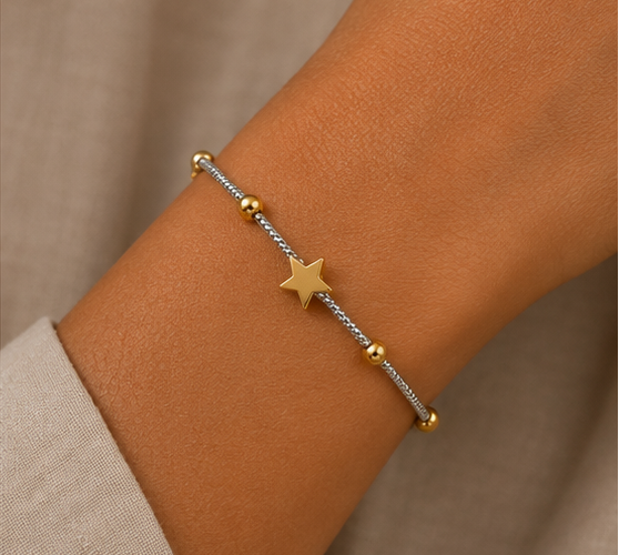 Bracelet Étoile Bicolore Acier Inoxydable – Chic & Élégant