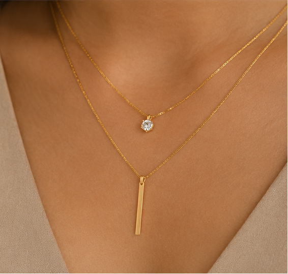 Collier Double Rang Doré Acier Inoxydable – Élégant & Chic