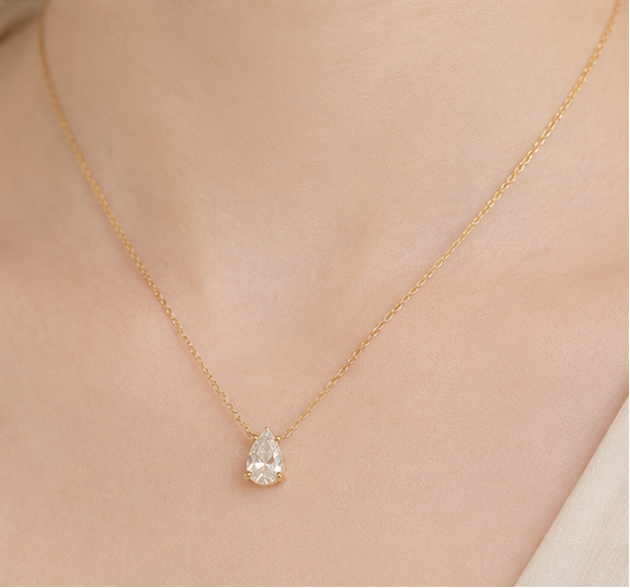 Collier Goutte Zircon Doré Acier Inoxydable – Chic & Élégant
