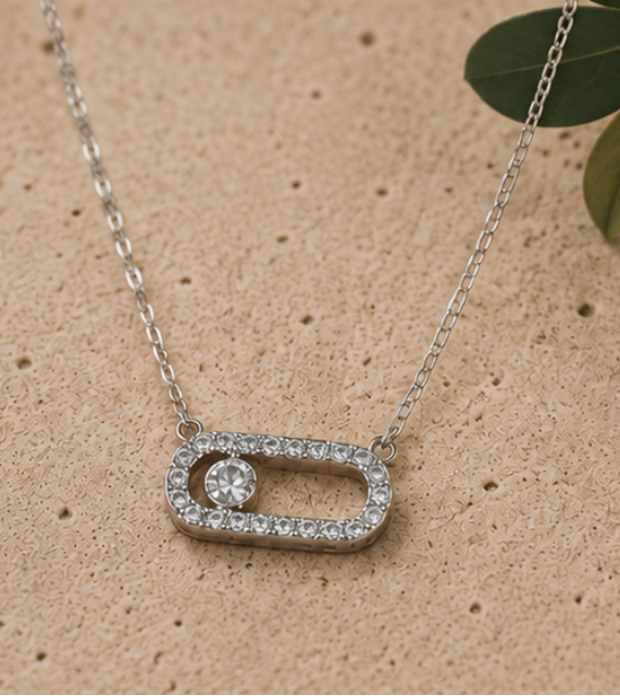 Collier Argenté Zircon Acier Inoxydable – Élégant & Minimaliste