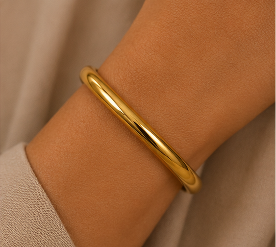 Bracelet Jonc Doré Acier Inoxydable Femme – Élégant & Minimaliste