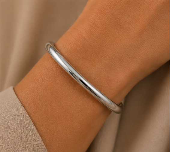 Bracelet Jonc Argenté Acier Inoxydable Femme – Élégant & Minimaliste