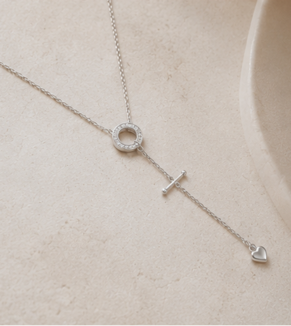 Collier Cœur Pampille Argenté – Acier Inoxydable Élégant