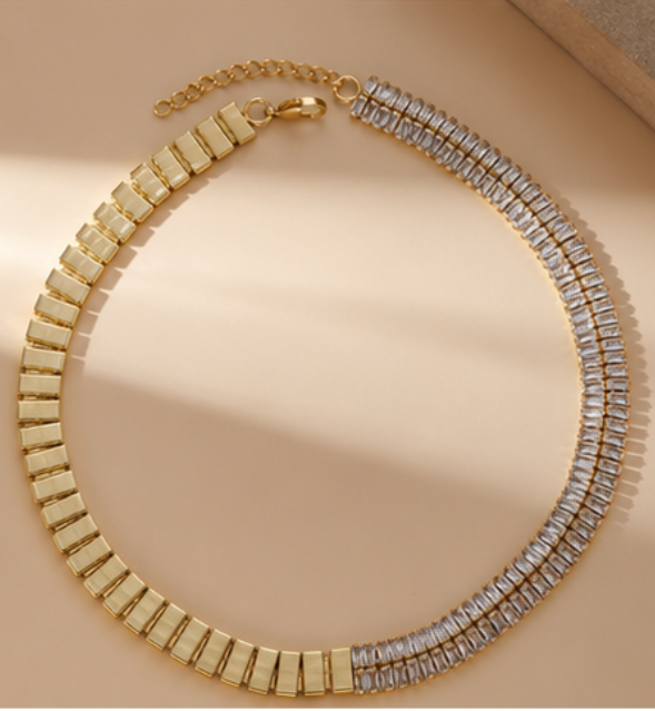 Collier Tennis Doré Femme – Zircons & Plaqué Or 18 Carats