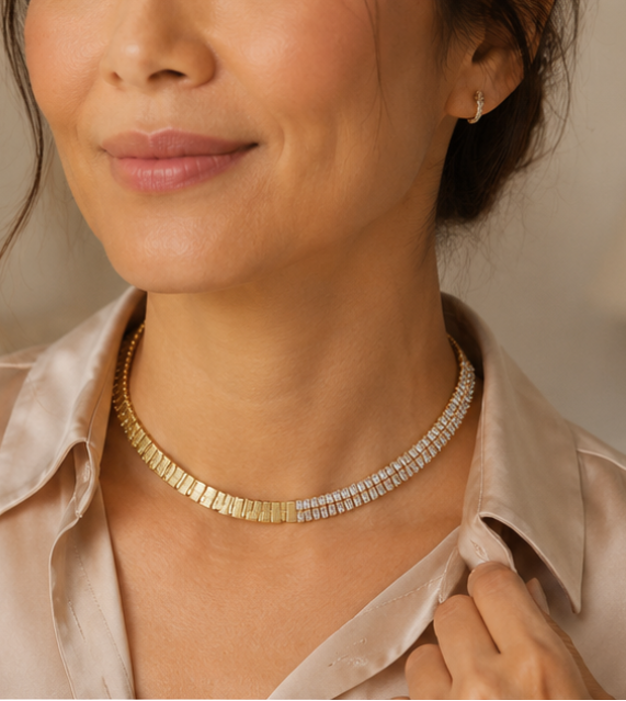 Collier Tennis Doré Femme – Zircons & Plaqué Or 18 Carats