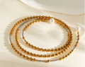 Collier Long Perlé Doré 114 cm – Acier Inoxydable Plaqué Or 18K