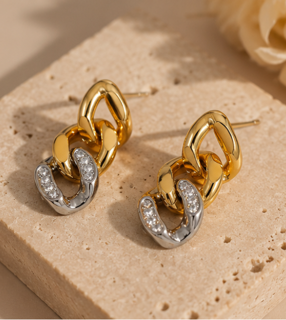 Boucles d’Oreilles Géométriques Dorées – Acier Inoxydable Plaqué Or 18K | Chic & Intemporel