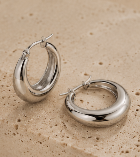 Boucles d’Oreilles Géométriques Argentées en Acier Inoxydable 304 – Chic & Intemporelles