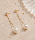 Boucles d’Oreilles Pendantes Perles Dainty Dorées | Acier Inoxydable 304 Plaqué Or 18 Carats