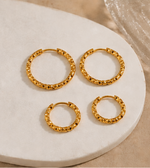 Boucles d’Oreilles Créoles Dorées 18 Carats | Acier Inoxydable 304